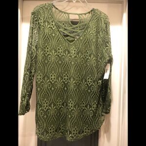 NoBo Pastel Green lace women’s blouse sz XL